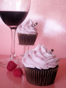 Red Wine Raspberry Chocolate Alcoholic Cupcakes by Wasted Desserts